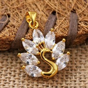 Swan two tone gold pendant delicate